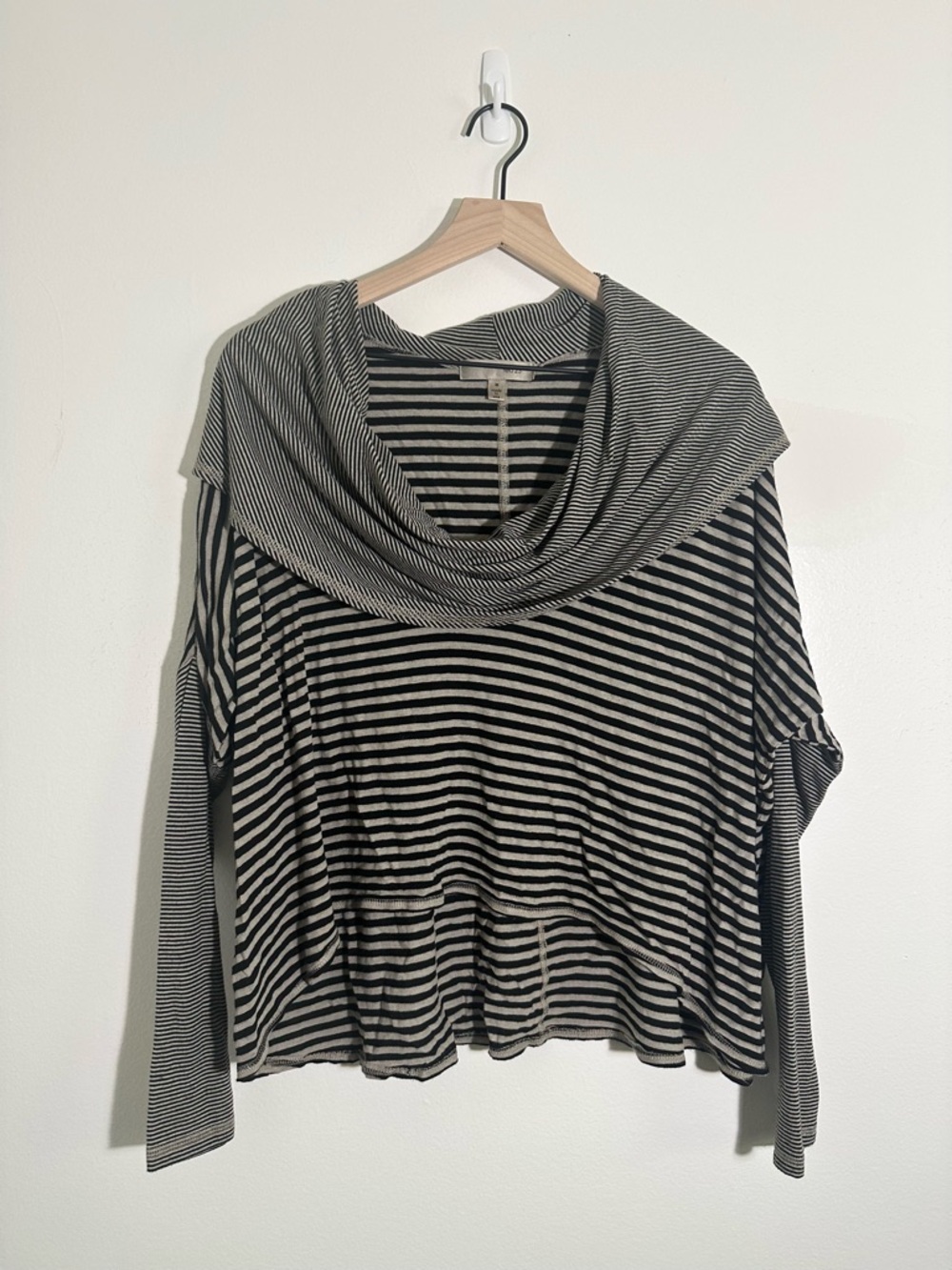 Red 23 - Striped Dolman Sleeve Cowl Neck Top in Black and Cream